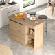 Ilot de Cuisine 2 Portes 4 Niches Chêne 2 Couverts L 120 H 88.2 P 60 cm