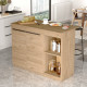 Ilot de Cuisine 2 Portes 4 Niches Chêne 2 Couverts L 120 H 88.2 P 60 cm