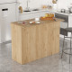 Ilot de Cuisine 2 Portes 4 Niches Chêne 2 Couverts L 120 H 88.2 P 60 cm