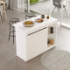 Ilot de Cuisine 2 Portes 4 Niches Blanc 2 Couverts L 120 H 88.2 P 60 cm