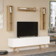 Meuble TV 70 Pouces et Etagères murales Chêne et Blanc L 180 H 200 P 31.3 cm