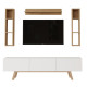 Meuble TV 70 Pouces et Etagères murales Chêne et Blanc L 180 H 200 P 31.3 cm