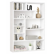 Etagère 9 Niches Chêne et Gris Anthracite Pieds Métal L 72 H 133.6 P 25.5 cm