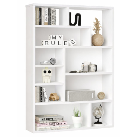 Etagère 9 Niches Chêne et Gris Anthracite Pieds Métal L 72 H 133.6 P 25.5 cm