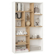 Etagère 11 Niches Séparateur de Pièce Design Chêne et Gris L 90 H 123.6 P 22 cm