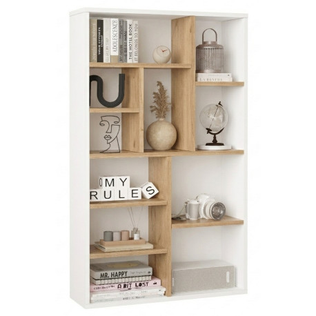 Etagère 11 Niches Séparateur de Pièce Design Chêne et Gris L 90 H 123.6 P 22 cm