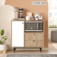 Meuble Micro-onde Pause-Café Chêne et Blanc 1 Porte 2 Tiroirs L 88 H 85 P 35.5 cm