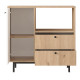 Meuble Micro-onde Pause-Café Chêne et Blanc 1 Porte 2 Tiroirs L 88 H 85 P 35.5 cm
