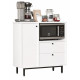 Meuble Micro-onde Pause-Café Chêne et Blanc 1 Porte 2 Tiroirs L 88 H 85 P 35.5 cm