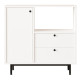 Meuble Micro-onde Pause-Café Chêne et Blanc 1 Porte 2 Tiroirs L 88 H 85 P 35.5 cm