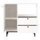 Meuble Micro-onde Pause-Café Chêne et Blanc 1 Porte 2 Tiroirs L 88 H 85 P 35.5 cm