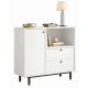 Meuble Micro-onde Pause-Café Chêne et Blanc 1 Porte 2 Tiroirs L 88 H 85 P 35.5 cm