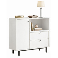 Meuble Micro-onde Pause-Café Chêne et Blanc 1 Porte 2 Tiroirs L 88 H 85 P 35.5 cm