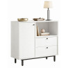 Meuble Micro-onde Pause-Café Chêne et Blanc 1 Porte 2 Tiroirs L 88 H 85 P 35.5 cm