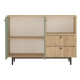 Meuble d'Entrée Chêne et Vert Olive 2 Portes 2 Tiroirs L 120 H 85 P 35.5 cm