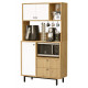 Buffet 3 Portes 2 Tiroirs 6 Niches Chêne et Blanc L 88 H 161.2 P 35.5 cm