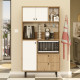 Buffet 3 Portes 2 Tiroirs 6 Niches Chêne et Blanc L 88 H 161.2 P 35.5 cm