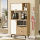 Buffet 3 Portes 2 Tiroirs 6 Niches Chêne et Blanc L 88 H 161.2 P 35.5 cm