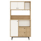 Buffet 3 Portes 2 Tiroirs 6 Niches Chêne et Blanc L 88 H 161.2 P 35.5 cm