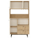 Buffet 3 Portes 2 Tiroirs 6 Niches Chêne et Blanc L 88 H 161.2 P 35.5 cm