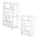 Buffet 3 Portes 2 Tiroirs 6 Niches Chêne et Blanc L 88 H 161.2 P 35.5 cm