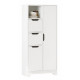 Armoire Multifonctions 2 Portes 2 Tiroirs 6 Niches Blanche L 71 H 140 P 34 cm