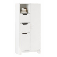 Armoire Multifonctions 2 Portes 2 Tiroirs 6 Niches Blanche L 71 H 140 P 34 cm