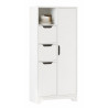 Armoire Multifonctions 2 Portes 2 Tiroirs 6 Niches Blanche L 71 H 140 P 34 cm