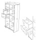 Armoire Multifonctions 2 Portes 2 Tiroirs 6 Niches Blanche L 71 H 140 P 34 cm