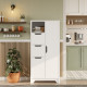 Armoire Multifonctions 2 Portes 2 Tiroirs 6 Niches Blanche L 71 H 140 P 34 cm