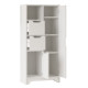 Armoire Multifonctions 2 Portes 2 Tiroirs 6 Niches Blanche L 71 H 140 P 34 cm