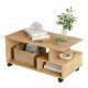 Table Basse Mobile 4 Niches Imitation Chêne L 90 H 42.5 P 51 cm
