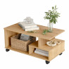 Table Basse Mobile 4 Niches Imitation Chêne L 90 H 42.5 P 51 cm