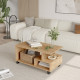 Table Basse Mobile 4 Niches Imitation Chêne L 90 H 42.5 P 51 cm
