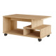 Table Basse Mobile 4 Niches Imitation Chêne L 90 H 42.5 P 51 cm
