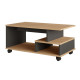 Table Basse Mobile 3 Niches Imitation Chêne et Gris L 90 H 42.5 P 51 cm