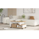 Table Basse Mobile 3 Niches Imitation Chêne et Gris L 90 H 42.5 P 51 cm
