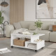 Table Basse Mobile 3 Niches Blanche L 90 H 42.5 P 51 cm