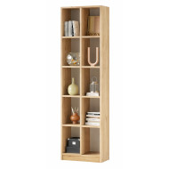 Etagère Multifonctions 10 Niches Imitation Chêne L 51.1 H 180 P 25.4 cm