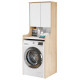Meuble Lave-Linge 2 Portes 3 Niches Chêne et Blanc L 64.8 H 181 P 61.8 cm