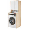 Meuble Lave-Linge 2 Portes 3 Niches Chêne et Blanc L 64.8 H 181 P 61.8 cm
