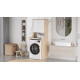 Meuble Lave-Linge 2 Portes 3 Niches Chêne et Blanc L 64.8 H 181 P 61.8 cm