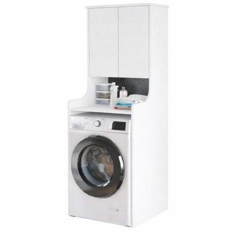 Meuble Lave-Linge 2 Portes 3 Niches Blanc L 64.8 H 181 P 61.8 cm