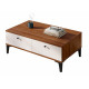 Table Basse 2 Abattants 2 Niches Noyer et Ecru 4 Pieds L 90 H 38.6.1 P 60 cm