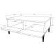 Table Basse 2 Abattants 2 Niches Noyer et Ecru 4 Pieds L 90 H 38.6.1 P 60 cm