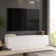 Meuble TV 65 Pouces 2 Portes 4 Niches Blanc L 160 H 59.1 P 40 cm