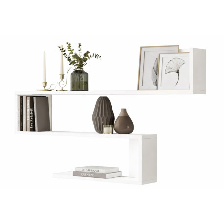 Etagère Murale 3 Niveaux Blanche L 120 H 71.4 P 14.5 cm