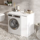 Meuble Lave-Linge 1 Portes 3 Niches Mobile Blanc L 93.5 H 88.3 P 60 cm