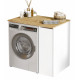 Meuble Lave-Linge 1 Porte 3 Niches Mobile Chêne et Blanc L 93.5 H 88.3 P 60 cm