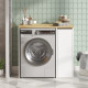 Meuble Lave-Linge 1 Porte 3 Niches Mobile Chêne et Blanc L 93.5 H 88.3 P 60 cm